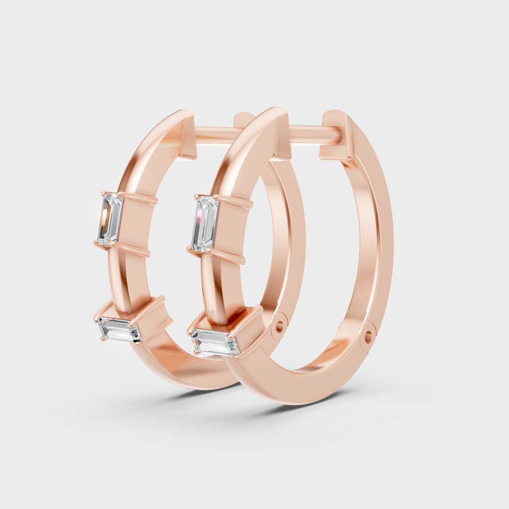 Minimalist Lab Diamond Hoop Earrings In 14K Rose Gold Certified Brilliance